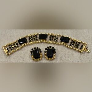 Verified Juliana Black and Gold Jewelry Bracelet & Earrings